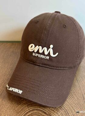原创潮牌emi刺绣棒球帽子男女同款韩版情侣时尚百搭显脸小鸭舌帽