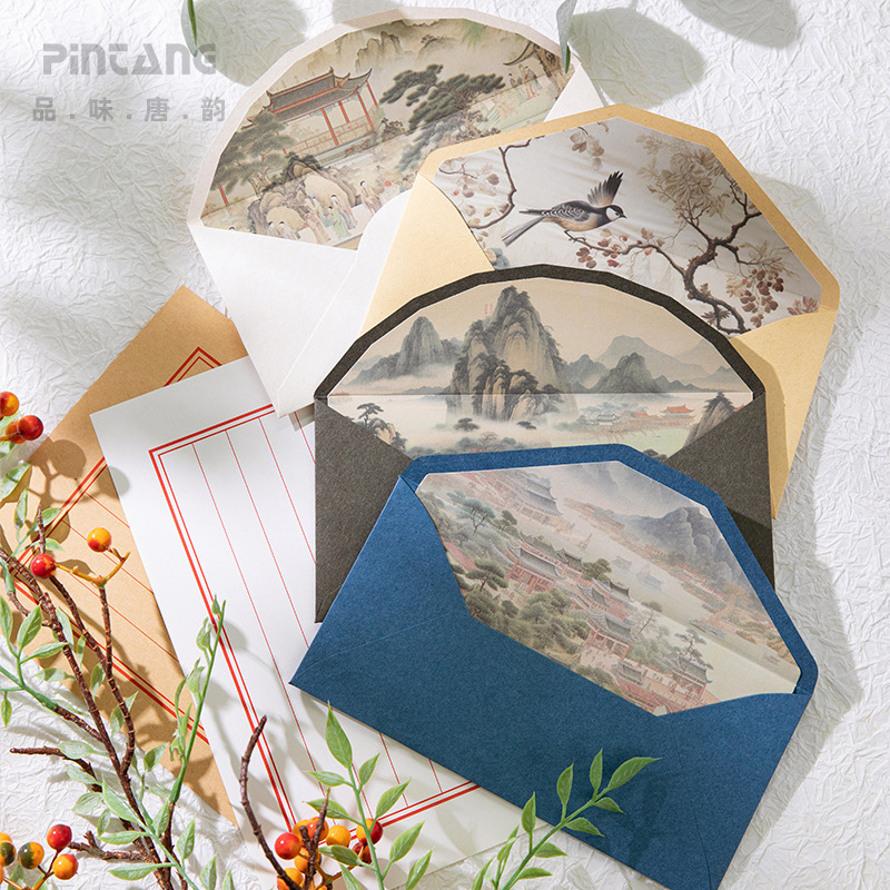 品唐复古信封信纸套装加厚中国风