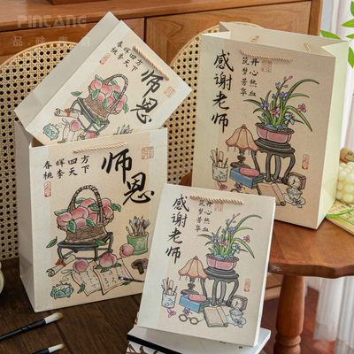 品唐教师节礼品袋古风插画手提袋