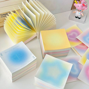 大容量400张便签本可撕无粘性超厚方形砖头便签纸光晕渐变高颜值无粘性可撕备忘录奶油渐变色便条纸