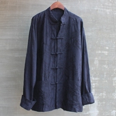 中国风复古宽松大码 男棉麻秋冬立领手工盘扣唐装 上衣外套衬衫 禅意