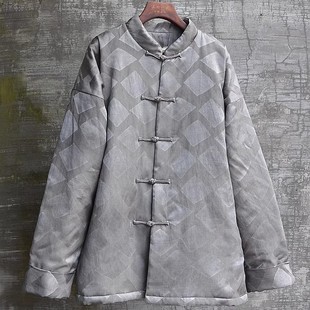 提花棉花棉袄中性小众棉服流行外套棉衣秋冬薄款 原创男装 国风连袖