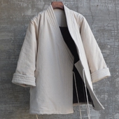 帅 禅修打坐禅意宽松大码 复古中性加厚麻本色棉衣棉服棉袄冬季 唐装