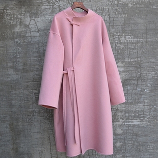 女原创冬季 显白高级羊绒大衣立领廓形显瘦遮肉中国风明制立领长袍