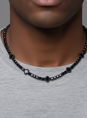 欧美四叶草锆石链网球链项链男女