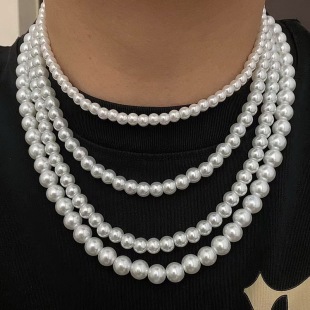 潮流ASAP 珍珠项链男女嘻哈情侣小众复古百搭锁骨链 ROCKY同款