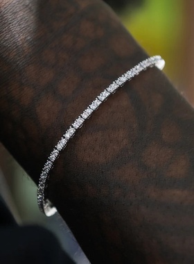 Tennis Bracelet 2mm网球锆石手链 细款单排钻手环嘻哈潮流穿搭饰
