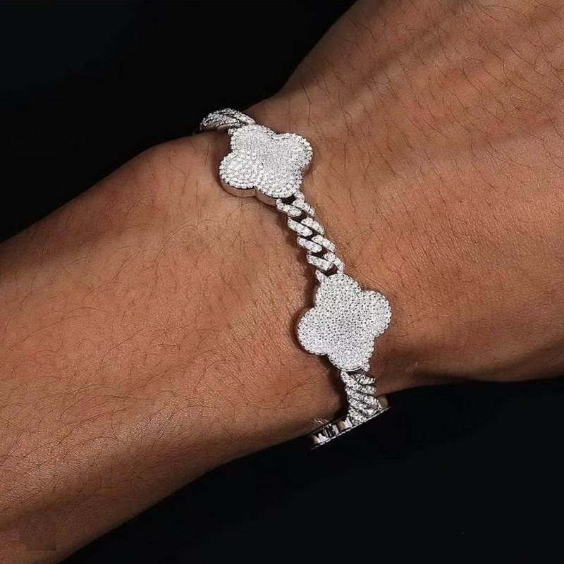 四叶草满钻手链礼物幸运草精致2024年新款轻奢潮男配饰闺蜜饰品