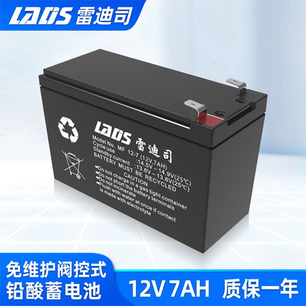 雷迪司UPS电源专用 铅酸蓄电池12V7AH9AH17AH24AH38AH65AH100AH