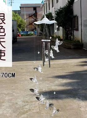 银色天使风铃挂饰女海豚爱心千纸鹤风铃挂件送女同学阳台户外装饰