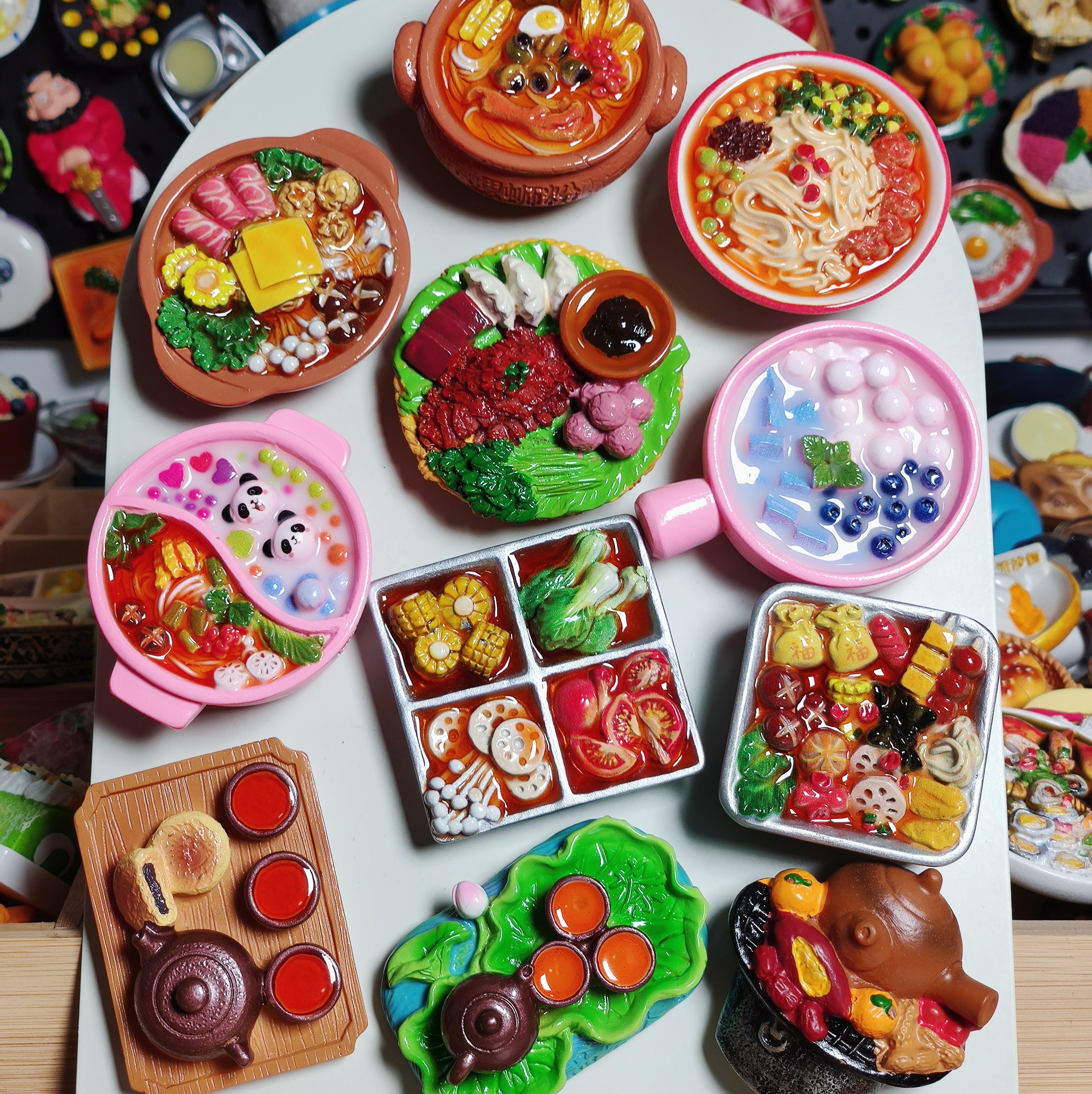 全店3件9折6件8折奶茶螺蛳粉冰箱贴3D立体树脂仿真食玩小吃关东煮