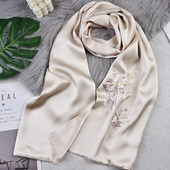 原创成都手工蜀绣双层桑蚕丝围巾丝巾高雅真丝礼物送妈妈婆婆礼物