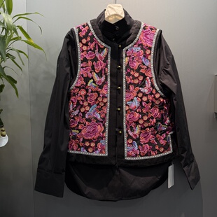 YCJ国潮风重工刺绣牡丹蝴蝶梦加棉2025满绣老钱风马甲2580