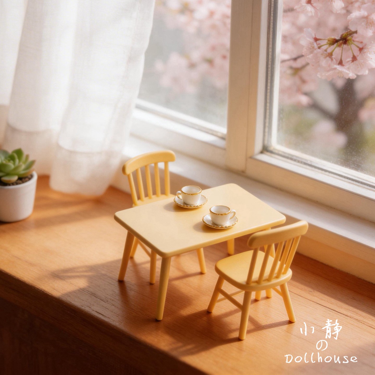 小布娃娃屋配件迷你桌椅套装塑料小茶几椅子组合微缩场景家居摆件