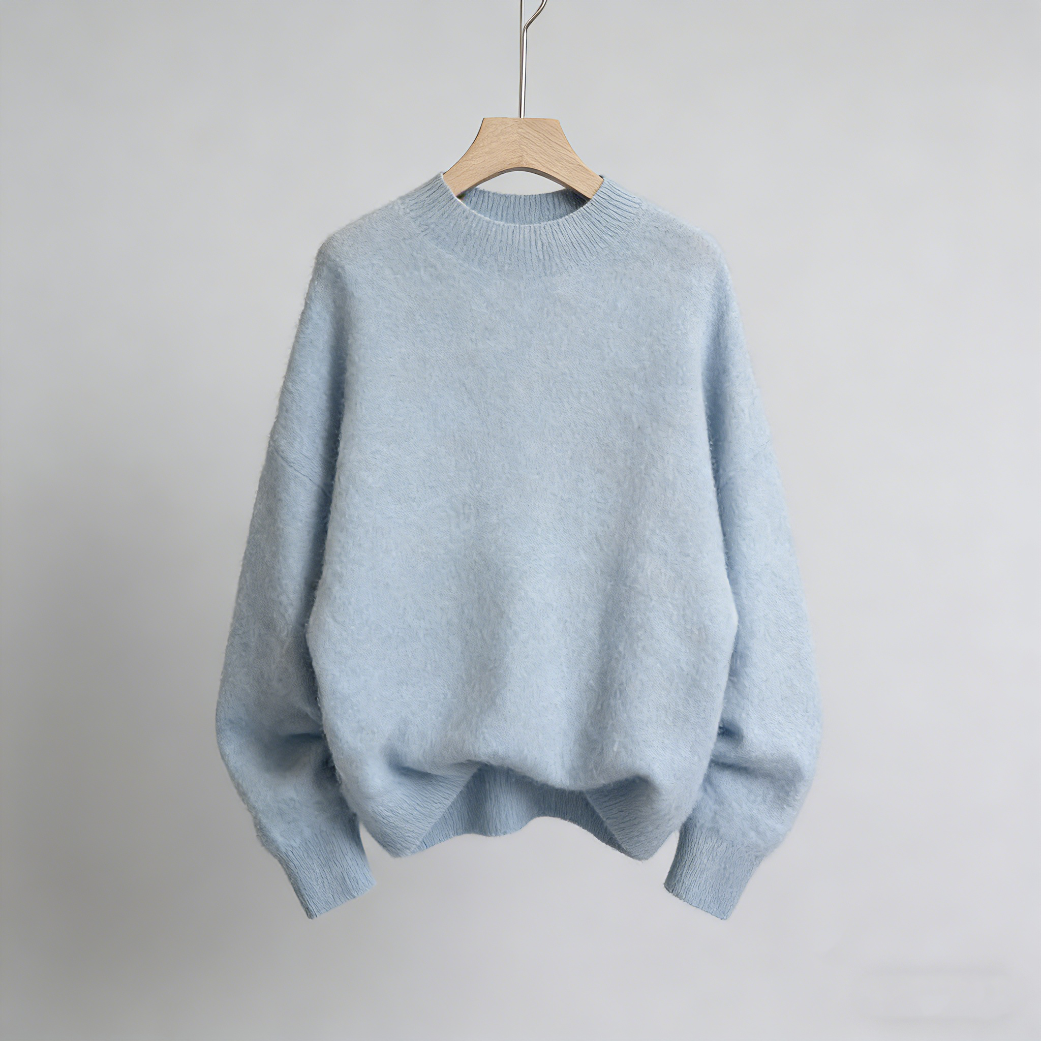 梦蓝无缝一体羊绒羊毛衣
