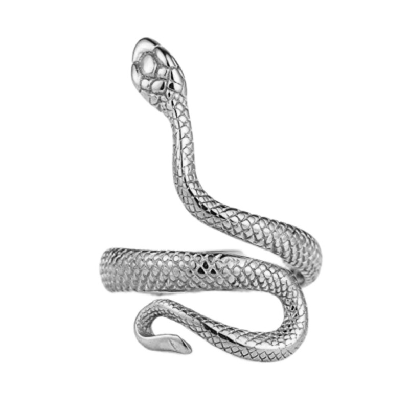 潮牌原创设计钛钢夸张盘蛇戒指环潮男女个性小众嘻哈朋克夜店饰品