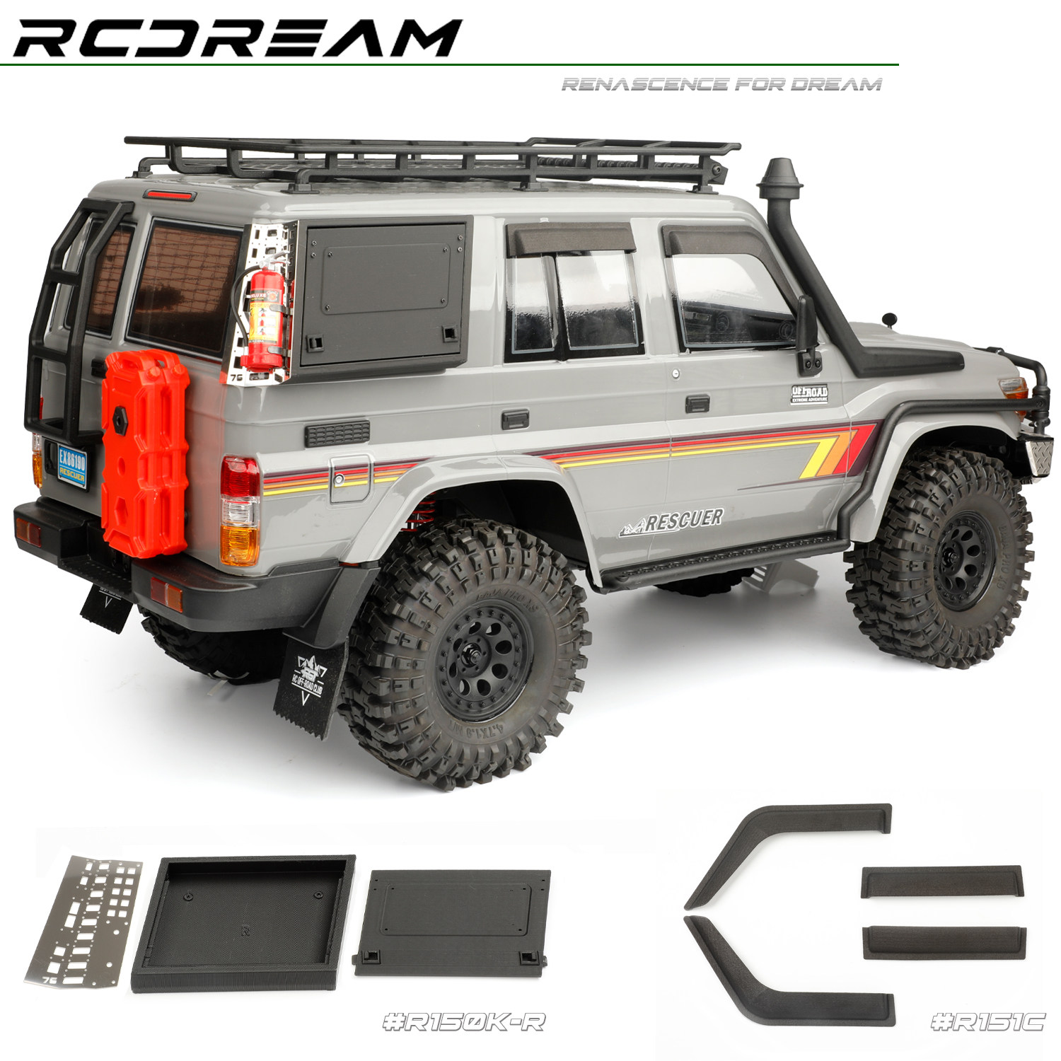 RCDream 1/10 RGT LC76 晴雨挡 侧窗工具箱 扩展侧边箱书包储物箱图片