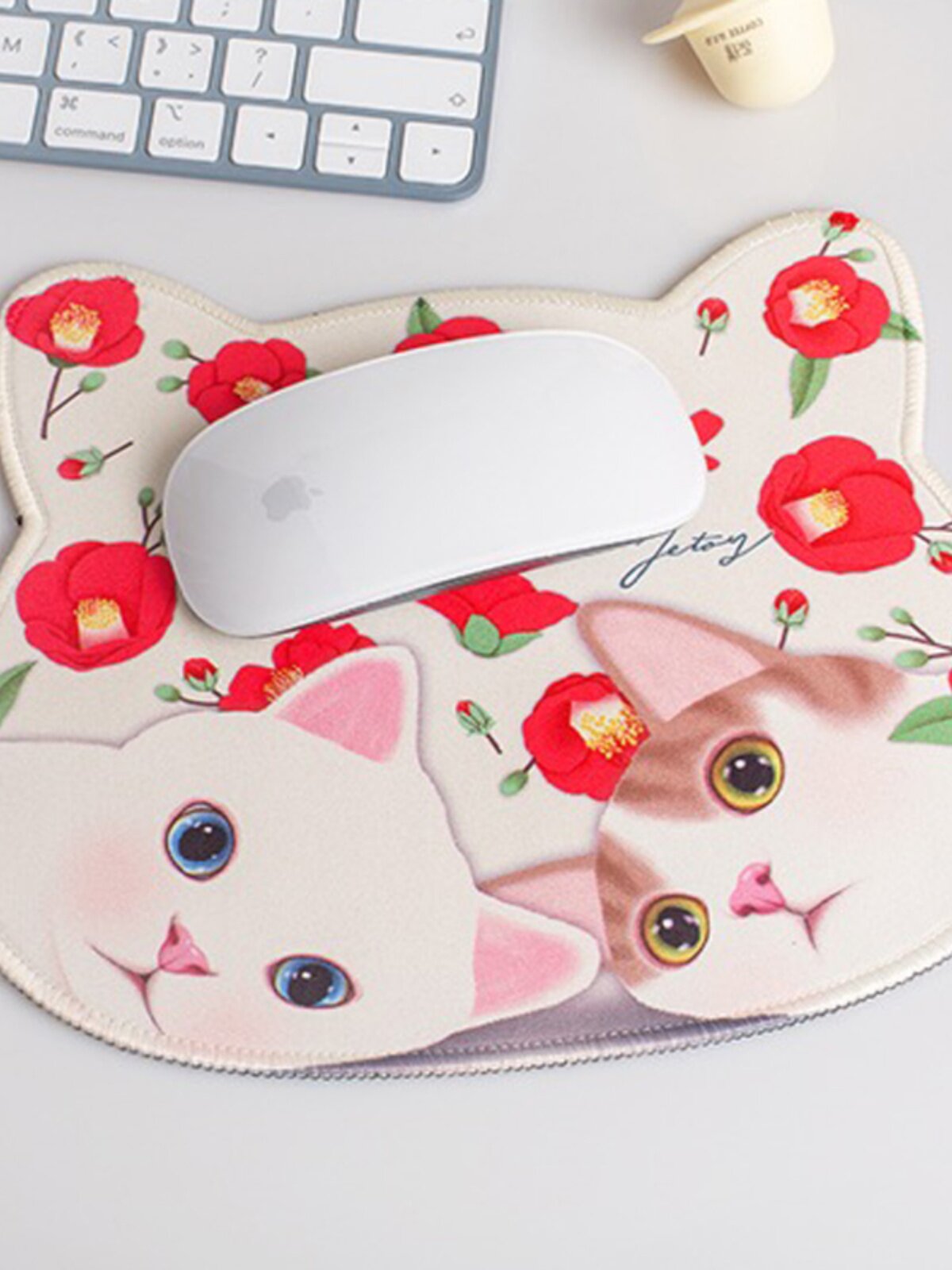 JETOY KOREAN CUTE CAT OFFICE DESKTOP PORTABLE MOUSE PAD SOFT NON SLIP COMPUTER PRINT TABLE MAT FOR GIRLS
