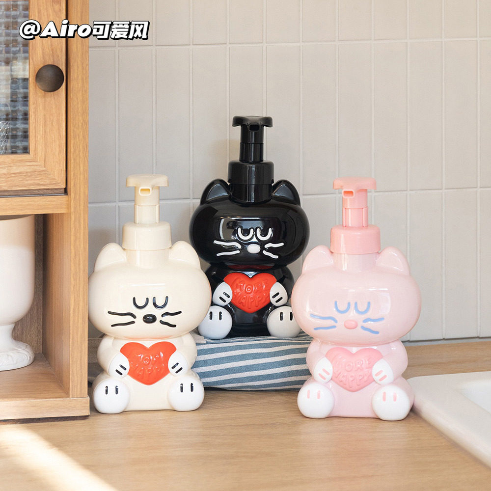 韩国romane可爱猫咪起泡瓶按压式洗面奶洗手液慕斯泡沫分装补充瓶