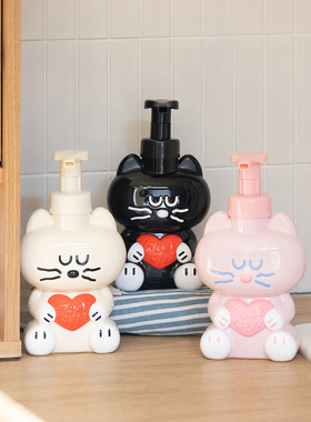 韩国romane可爱猫咪起泡瓶按压式洗面奶洗手液慕斯泡沫分装补充瓶