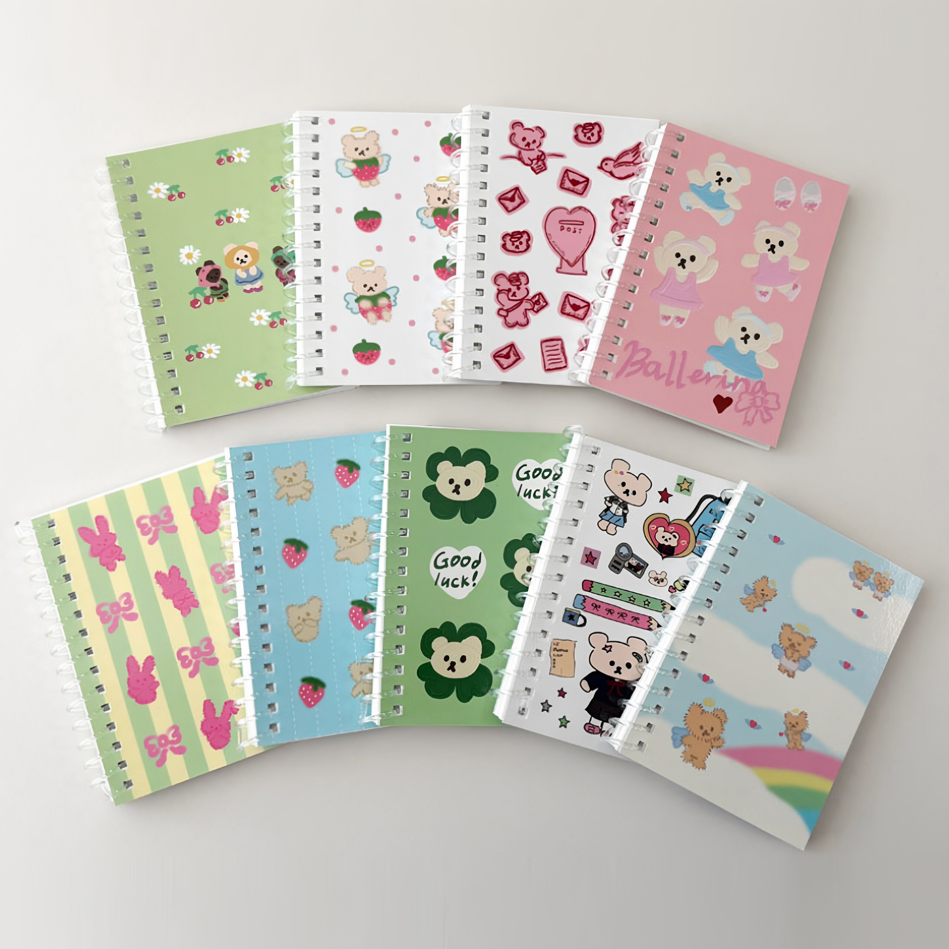 韩国Mazzzzy可爱小熊透明线圈本迷你卡通记事本横线方格笔记本ins