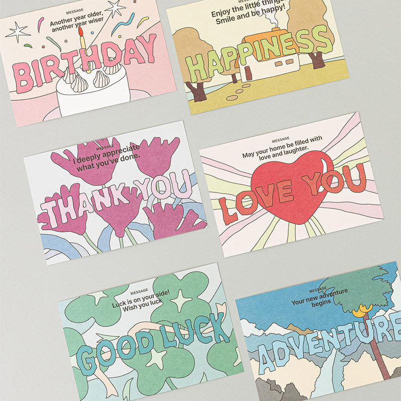 韩国livework复古ins风手绘明信片生日手写贺卡小卡片可爱留言卡