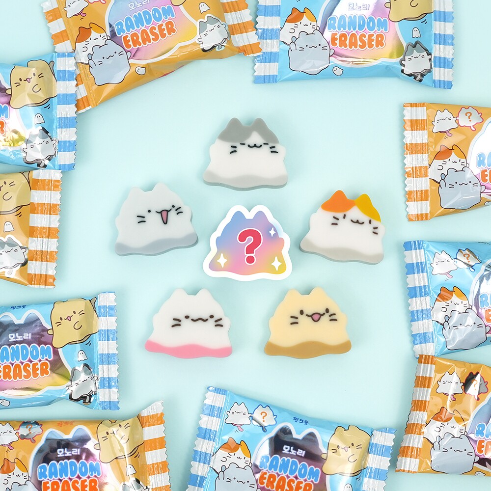 韩国pinkfoot卡通猫咪造型橡皮学生文具奖品可爱橡皮擦糖果装盲袋