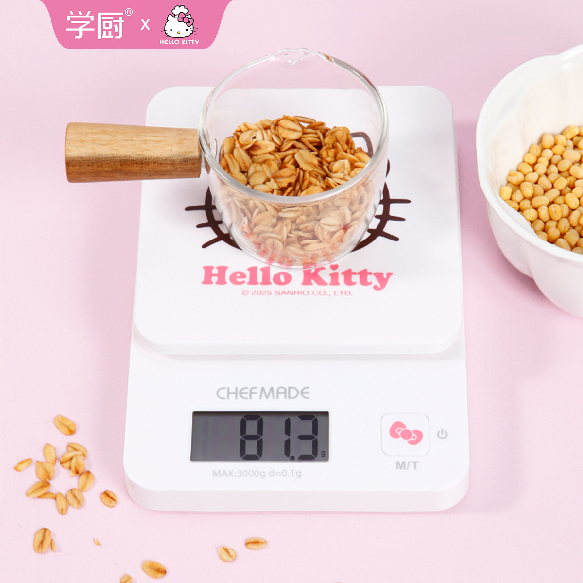 CHEFMADE学厨HELLOKITTY厨房烘焙电子秤计量秤咖啡豆家用烘焙量秤 - 实物图