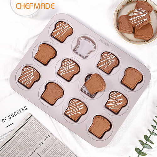 CHEFMADE学厨吐司卡通模具蛋糕烤箱烤盘12连杯烘焙工具曲奇饼干模