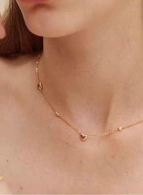 塞纳河之心S925银镀18金爱心项链