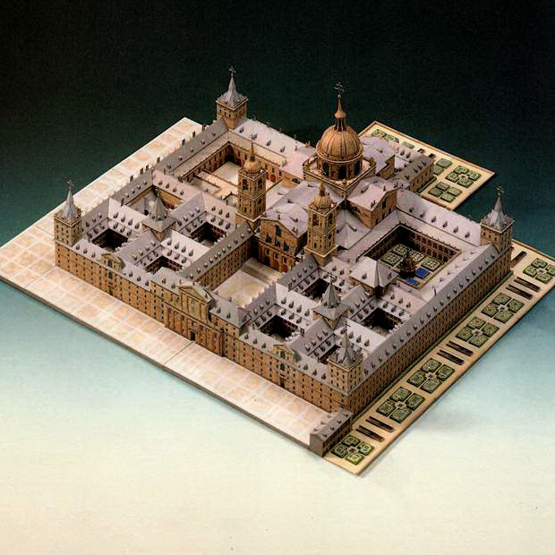 西班牙马德里埃斯科里亚尔修道院3d立体纸模型DIY手工制作折纸