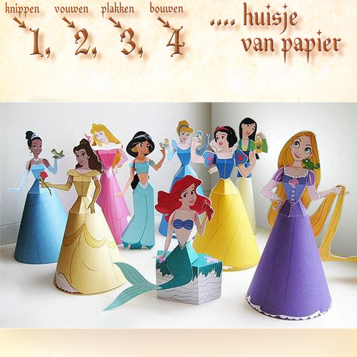 迪士尼动画童话公主3d立体纸模型diy手工制作儿童折纸益智玩具