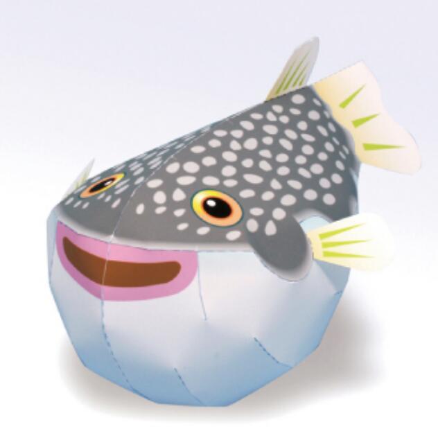 卡通海洋生物动物河豚3d立体纸模型diy手工制作儿童折纸益智玩具