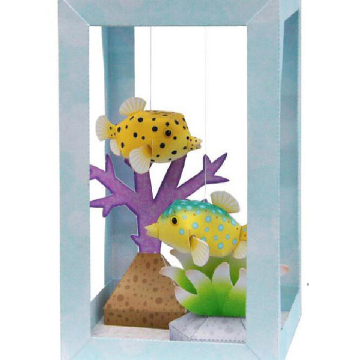 海底世界珊瑚场景河豚鱼立体纸模型diy手工制作儿童益智折纸玩具