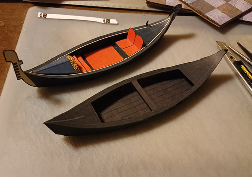 威尼斯独木舟小木船3d立体纸模型