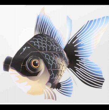 仿真淡水观赏鱼黑金鱼3d立体纸模型diy手工制作儿童折纸益智玩具