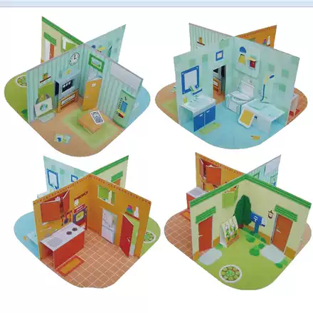 纸模制作册diy手工作业益智玩具农场水车小屋房子3d立体建筑折纸