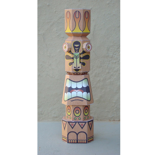 图腾柱子印第安神柱石柱3d纸模型