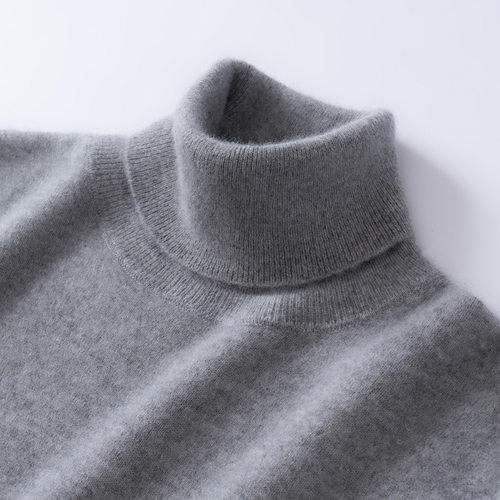 100%山羊绒衫男高翻领纯色内搭毛衣宽松舒适针织衫保暖针织打底衫