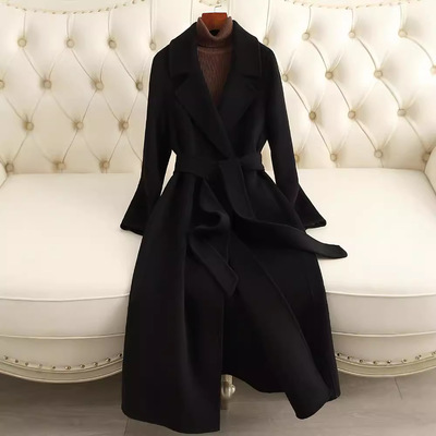 双面羊绒大衣女中长款2025年秋冬新款过膝修身显瘦正肩羊毛呢
