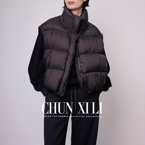 春熙里/chunxili 冬季新品女士保暖无袖高领防风90鸭绒羽绒服马甲