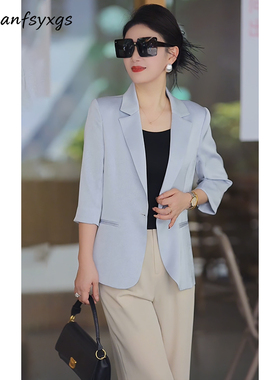 夏季新款七分袖小个子显瘦气质西装外套X1025