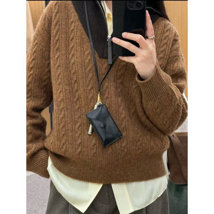 E同源料!重磅牦牛绒+绵羊毛!拉链半高领复古绞花毛衣针织衫