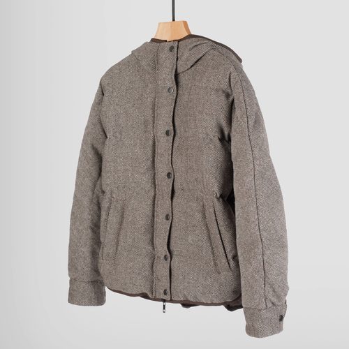 【Highline系列】B~C鹅绒服！双面穿 人字纹粗毛呢连帽羽绒服外套