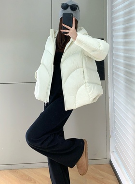 Jn*轻暖无感~puff泡芙羽绒服宽松连帽小个子90白鸭绒外套女冬