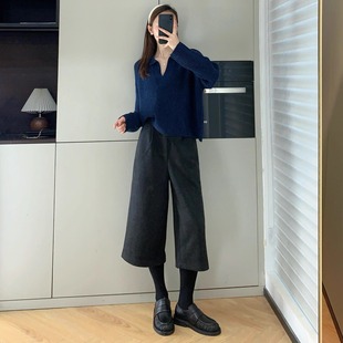 秋冬通勤王炸 九分裤 百搭直筒西装 显瘦针织阔腿裤 冬 裤 含羊毛
