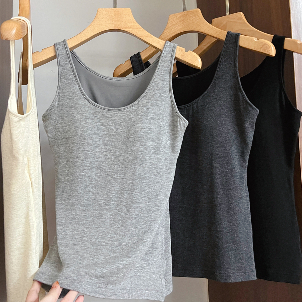 双面磨毛文胸一体背心吊带美背