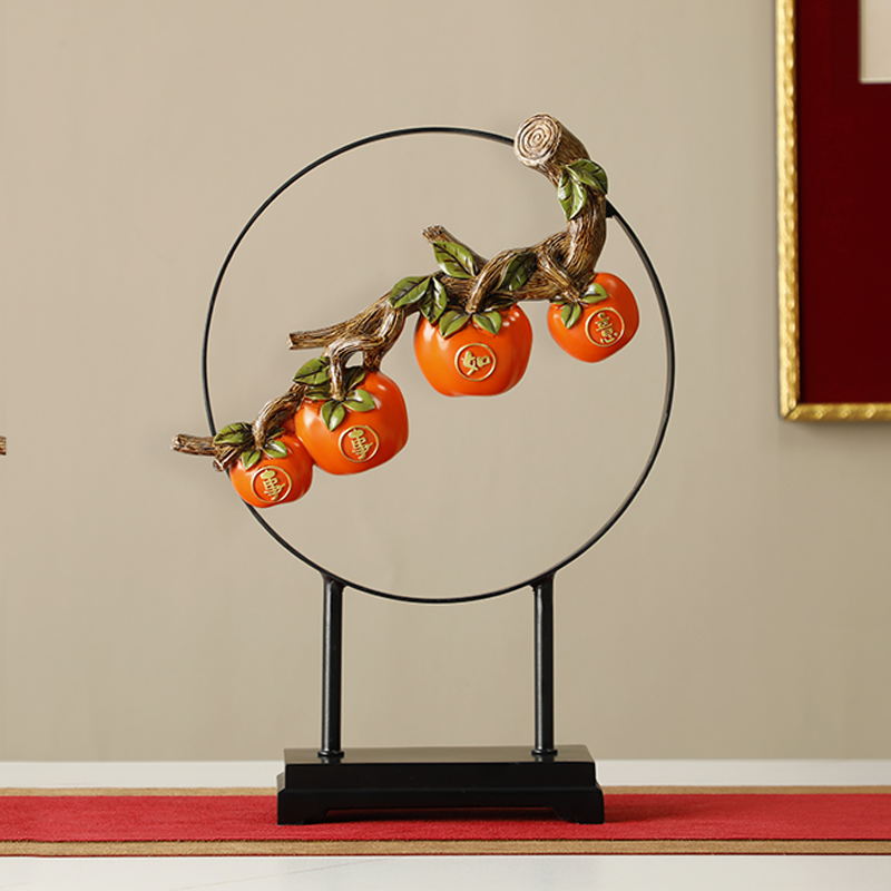 事事如意柿子摆件新中式客厅玄关电视柜高档家居饰品乔迁新居礼物