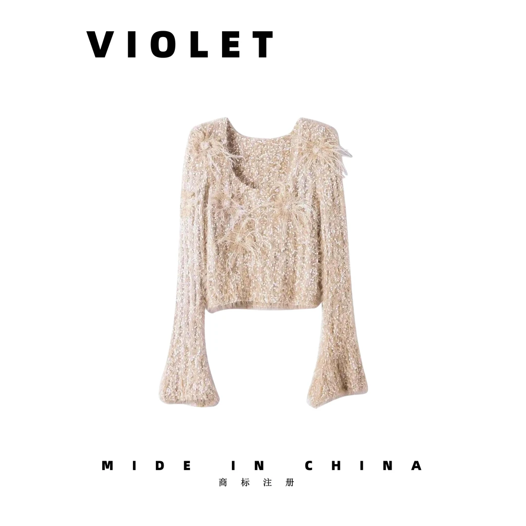 好奢大上新 上衣女装重工高级感韩系温柔针织衫秋冬上衣 f592907