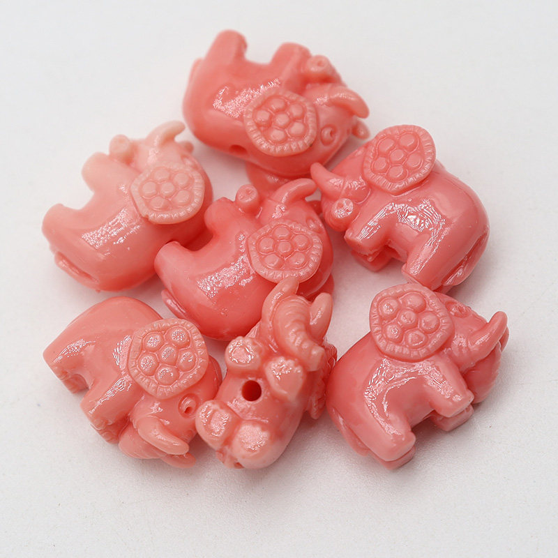 珊瑚粉石粉树脂压制粉色铃兰花小象等diy手机链项链手链饰品配件